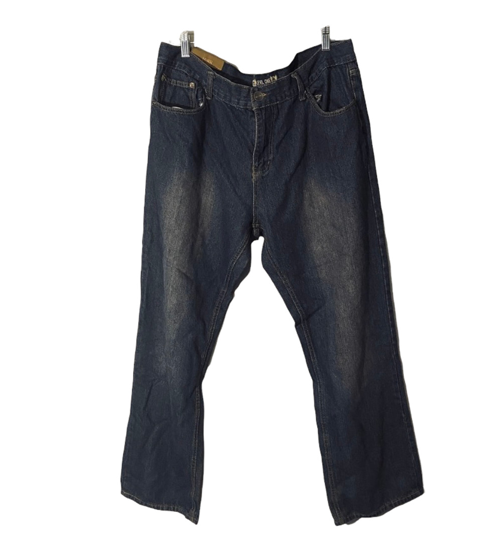 Level One Dark Blue Faded Straight Leg Relaxed Casual Denim Jeans Men Sz 40x32